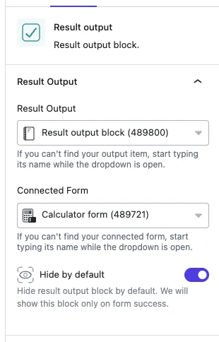 Result output settings